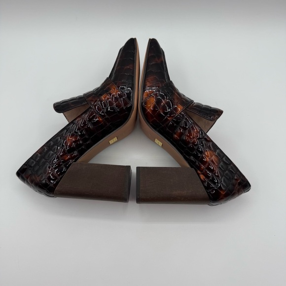 Louise Et Cie Ovidio Loafer Elegant Brown Croc Embossed Block Heel Loafers SZ6.5 - Picture 11 of 17